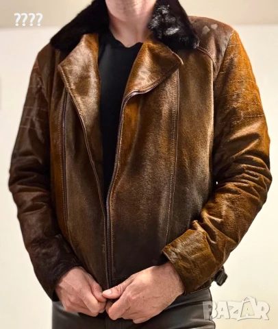 Мъжко яке от естествена кожа с косъм от пони, снимка 5 - Якета - 51289387