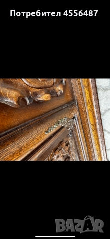 Антикварен масивен бюфет с ръчна дърворезба – около 1875.г, снимка 7 - Бюфети - 52675030