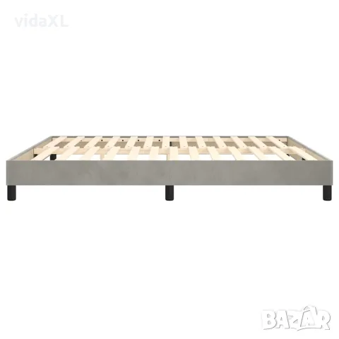 vidaXL Рамка за легло с пружини, светлосива, 160x200 см, кадифе, снимка 6 - Спални и легла - 56146581