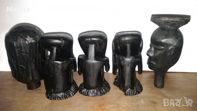  Дървени Африкански   статуетки 5 броя, снимка 7 - Колекции - 22443810