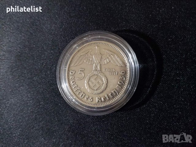 Германия - Трети Райх - 5 DM - 1936 година - D, снимка 2 - Нумизматика и бонистика - 40157719