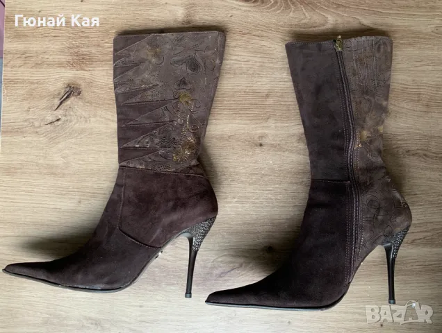 Дамски ботуши на високи токчета №36