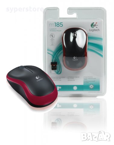 Мишка Безжична Logitech M185 Red Mini 1000dpi Червена Wireless Optical Mouse, снимка 2 - Клавиатури и мишки - 11412676