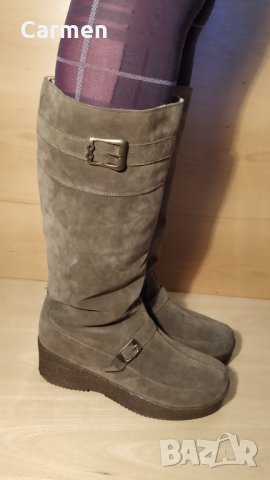 Италиански дамски ботуши от велур, снимка 5 - Дамски ботуши - 31280544