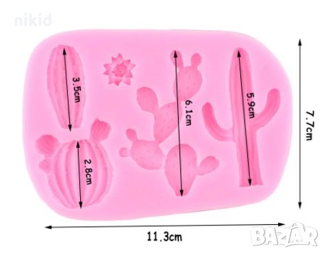 Различни Кактуси Кактус силиконов молд форма за украса торта с фондан шоколад, снимка 2 - Форми - 30830123