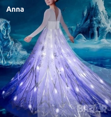 Светеща рокля на Елза с Лед лампички , снимка 2 - Детски рокли и поли - 44808382
