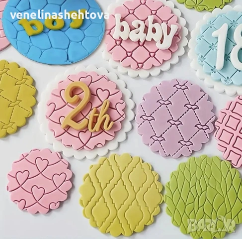 Пластмасова форма щампа за отпечатване върху тесто фондан декорация торта мъфини , снимка 5 - Форми - 53937971