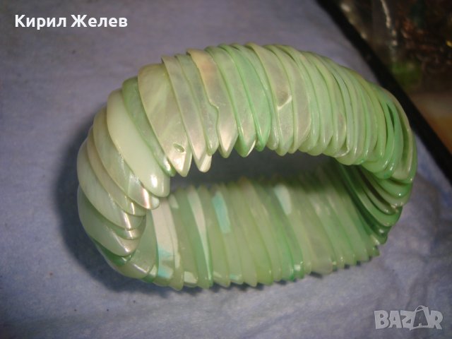 РАЗКОШНА СЕДЕФЕНА ЛЯТНА ПЛАЖНА ХЕНД - МЕЙД АРТ ГРИВНА 57931, снимка 3 - Гривни - 37053731