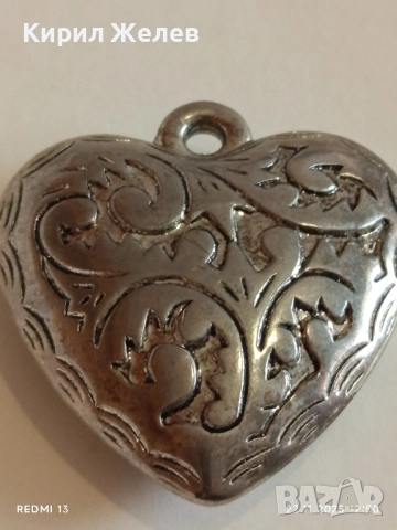 ПОСРЕБРЕН РОМАНТИЧЕН АЖУРЕН АРТ НУВО СТИЛ МЕДАЛЬОН СЪРЦЕ 19486, снимка 6 - Колиета, медальони, синджири - 52501717