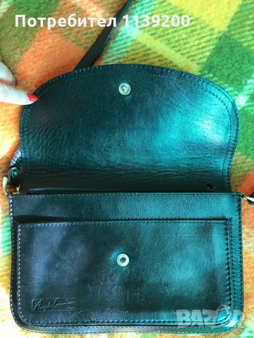 Дамска италианска малка черна чанта естествена кожа дълга дръжка, снимка 4 - Чанти - 34944261
