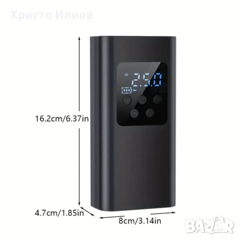 Преносим компресор за гуми помпа за гуми с LED дисплей и вградена батерия, снимка 5 - Аксесоари и консумативи - 51577303