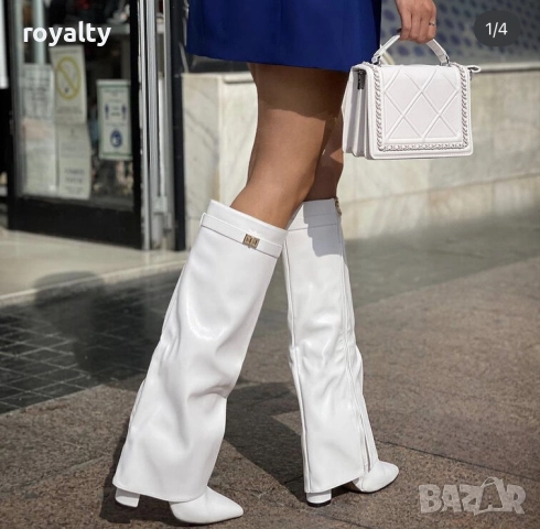 Ботуши на ток - бяла кожа, снимка 2 - Дамски ботуши - 52281924