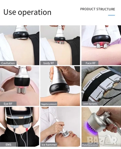 Уред за кавитация 40К радиочестотен лифтинг вакуум липолазер EMS 9 в 1 , снимка 10 - Козметични уреди - 52062084