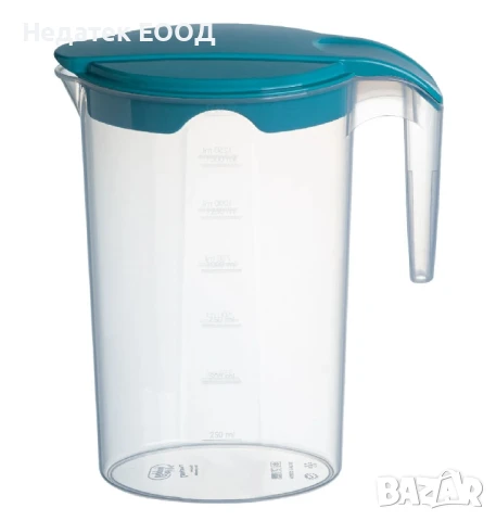 Прозрачна пластмасова кана с капак, Син, 1.75л., снимка 2 - Други - 50624653
