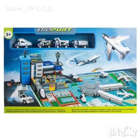 Комплект "Летище"- с килимче и фигурки , снимка 2 - Влакчета, самолети, хеликоптери - 54345769