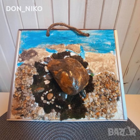 Картина костенурка от морски камъни, снимка 7 - Картини - 37973211