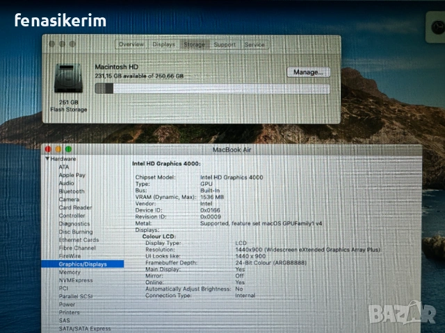 13.3' Core i7 Apple MacBook Air Mid 2012 8GB RAM/256GB SSD/Батерия 38 цик 6 часа, снимка 8 - Лаптопи за работа - 54363901