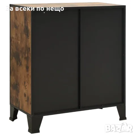 Шкаф за съхранение, рустик кафяво, 72x36x82 см, метал и МДФ
