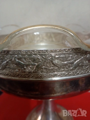 Посребрена купа, фруктиера арт деко, снимка 2 - Антикварни и старинни предмети - 54270175