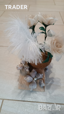 ваза с рози и кокос море сувенир, декорация подарък, снимка 2 - Декорация за дома - 22703256