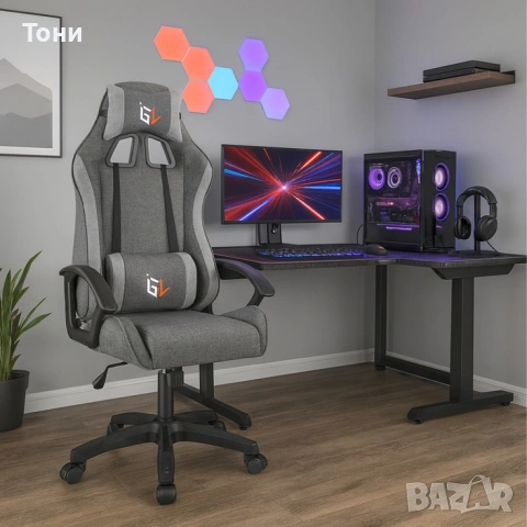 Ергономичен геймърски офис стол с лумбална и шийна опора – комфорт за игра и работа без умора, снимка 9 - Столове за офис - 53158648