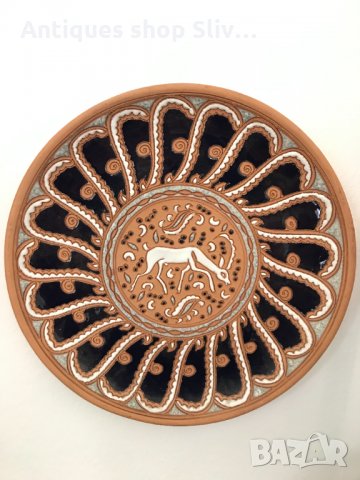 Ръчно изработена керамична чиния с емайл №511, снимка 1 - Антикварни и старинни предмети - 33740569