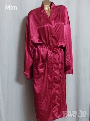 Collection 46/48 Сатенен халат бордо, снимка 5 - Нощници - 51529757