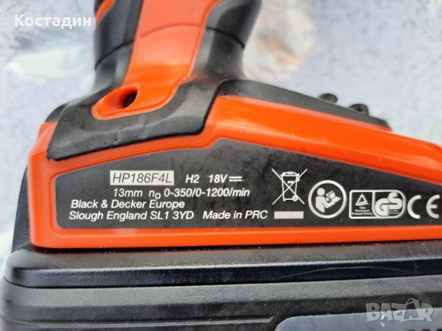 Професионален акумулаторен винтоверт,бормашина BLACK  DECKER   HP186F4L, снимка 5 - Винтоверти - 30850048