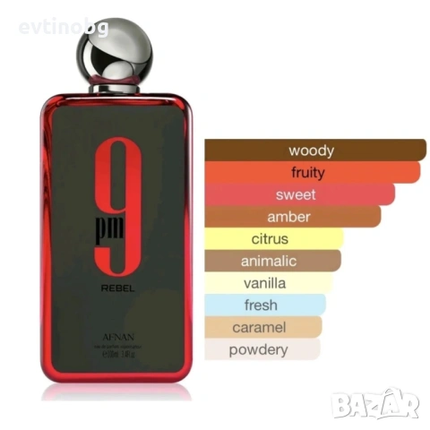 Унисекс парфюм Afnan 9 PM Rebel - Смел, съблазнителен и дълготраен аромат с плодови и карамелени нот, снимка 6 - Унисекс парфюми - 54070163