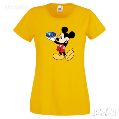 Дамска тениска Mickey Mouse Subaru .Подарък,Изненада,, снимка 10 - Тениски - 36529158