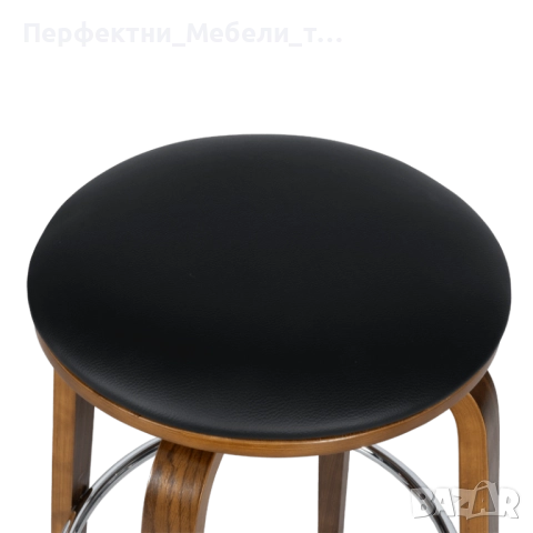 Икономични бар столове и табуретки-дървени крака орех и черна еко кожа, снимка 3 - Обзавеждане за заведение - 52565225