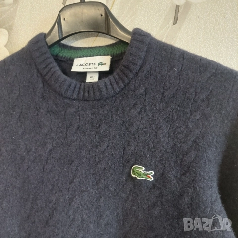 оригинален Винтидж вълнен пуловер Lacoste от 2000-те ,размер XS-S, снимка 3 - Пуловери - 52439286