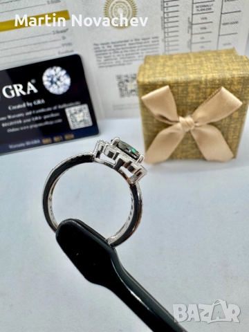 Сребърен пръстен с мойсанит (Диамант) 2 карата, снимка 9 - Пръстени - 51685070