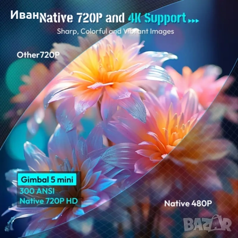 Преносим видео проектор XGODY Gimbal 5 Mini, снимка 4 - Плейъри, домашно кино, прожектори - 51770828