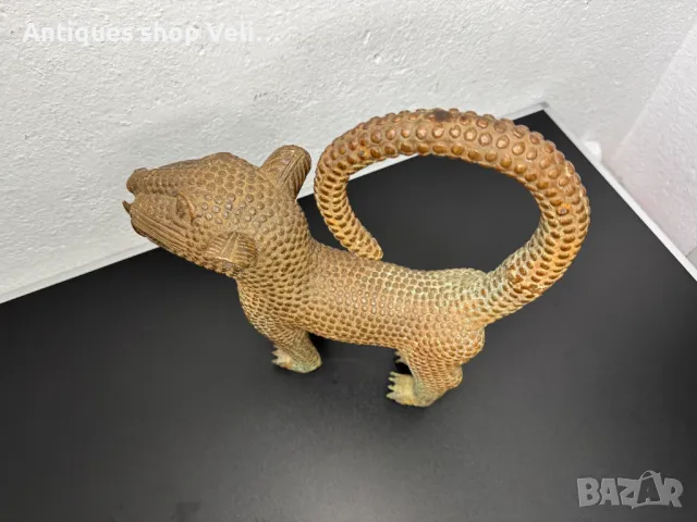 Африканско изкуство Бронзов леопард-Бенин №6644 , снимка 5 - Антикварни и старинни предмети - 49621292