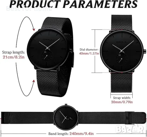 Ултратънък, минималистичен, водоустойчив ръчен часовник за мъже FIZILI, снимка 4 - Мъжки - 49963236