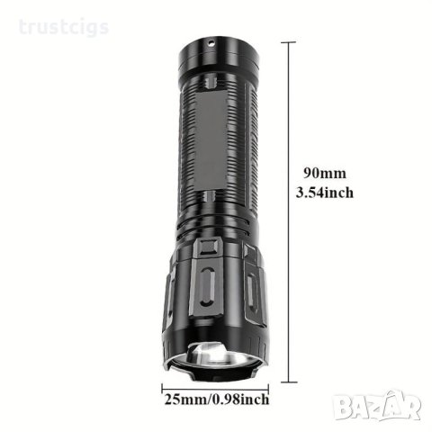 Мини мощен LED фенер с 3 режима и акумулаторна батерия, снимка 2 - Къмпинг осветление - 44483715