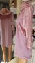 Розова рокля от меко кадифе с ръкави и качулка целите обшити с розови пайети, снимка 4