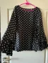 Разкошна нова елегантна кукленска блуза топ туника  вълнообразни акценти бели точки , снимка 4