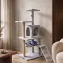 Многоетажна драскалка за котка с къщичка, хамак и платформи, 125 см, светлосива, снимка 3