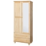 Двукрилен гардероб масив чам с 2 чекмеджета / 33008, снимка 1