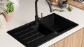 Кухненска Мивка от Гранит модел Копенхаген 900 x 500 Supreme Duo - черна, снимка 3