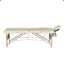 трисекторна козметична масажна кушетка дървена бяла крем масажно легло, снимка 5