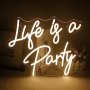 Нова Неонов Знак за Стая "Life is a Party" - USB Захранване Табела надпис, снимка 1