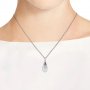 Сребърно синджирче с лунен камък и лилав сапфир, снимка 1 - Колиета, медальони, синджири - 31644953