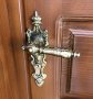 Царска старинна барокова луксозна брава от месинг-шилд ,ретро дръжка, винтидж обков, снимка 3