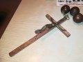 дървен кръст с христос и ланец-1.2метра, снимка 1