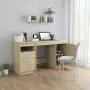 vidaXL Бюро, дъб сонома, 140x50x76 см, инженерно дърво, снимка 3