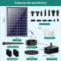 Соларна фонтанна помпа 8W, 300 л/ч, 4000mAh батерия, 8 дюзи – за езеро и градина, снимка 6