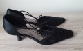 Liz Claiborne американски черни сатенени обувки, 38, снимка 1 - Дамски елегантни обувки - 42357415